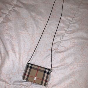 Vintage Burberry check detachable strap wallet